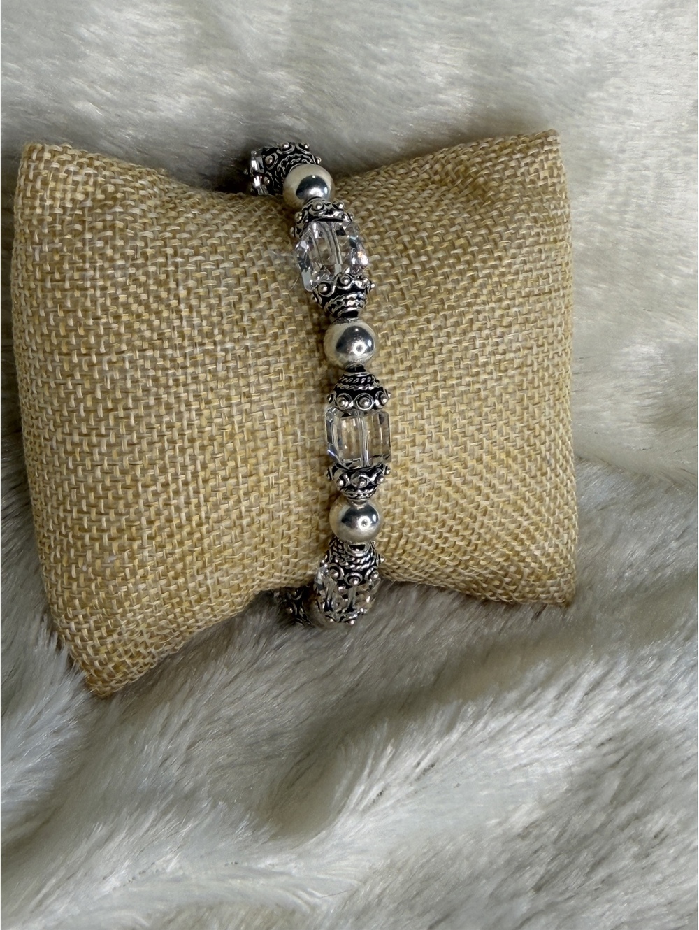 Rare Silpada Retired Swarovski Bead Sterling Bracelet B1147